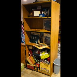Tall Laminate Wood-Finish Bookcase With Adjustable Shelves No. 2 (Basement 1)