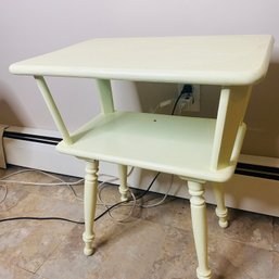 MCM White Wood Side / End Table (rubber Mat Marks On Surface) (BSMT)