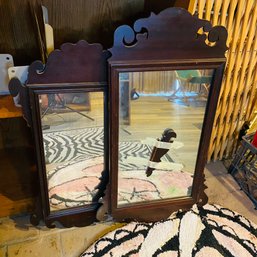 Two Small Vintage Wooden Wall Mirrors (Basement 1)