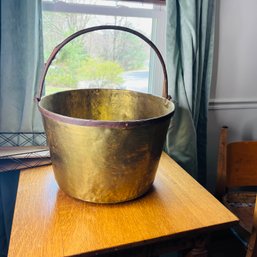 Heavy Vintage Brass Bucket With Handle - Marked UB Co.