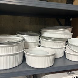 Vintage CORNINGWARE French White Ceramic Lot - One Shelf (LEFT)