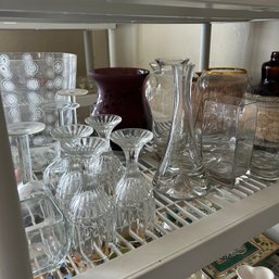 Mixed Lot Of Vintage And Contemporary Glassware, Including Vintage Crystal Goblets, Vases, Etc (Dining Room)