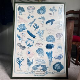 Vintage Framed Poster 'the Kitchen Garden: Legumes Du Potager' By Monica Menozzi, 1984, Printed In Italy (B4)