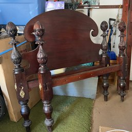 Antique Sold Wood Bed With Ornate Posts (garage)