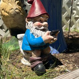 Garden Gnome Texting On Toilet (Outside)