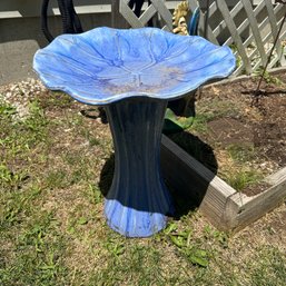 Beautiful Blue Ceramic Bird Bath (Outside)