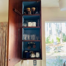 Cabinet Lot: Pottery Mugs, Crystal Glasses, Ceramics, Etc. (Kitchen)