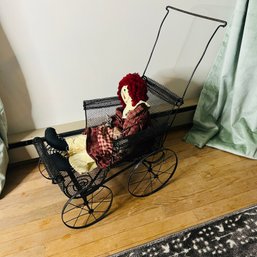 Metal Doll Carriage And Cloth Doll
