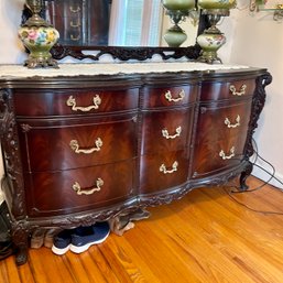 Stunning Vintage Carved Wood Dresser With Swans (MB)