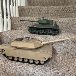 Pair Of Handmade Wood Model Tanks (DR)