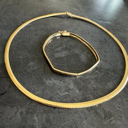 Lovely 14 Kt Gold Bracelet And Necklace