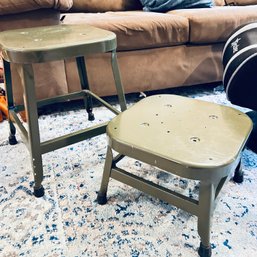 Pair Of 18' & 10' High, Metal Stools *66983* - PR) (OA)