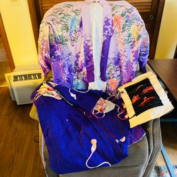Two Kimonos And Embroidered Silk Art (Livingroom)