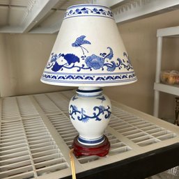 White And Blue Ceramic Table Lamp (Living Room)