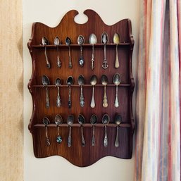 Vintage Souvenir Spoons In Rack (Kitchen)