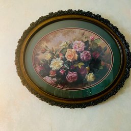 Vintage Framed And Matted Floral Artwork (LR)