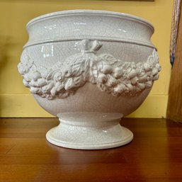 Stunning LARGE Vintage Footed Grecian Bowl Planter With Lovely Crazing (SEE NOTES) (GR)