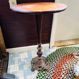 Vintage Wood And Cast Iron Accent Table (Porch)