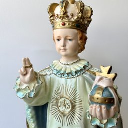 Wow! 2 Foot Tall Vintage Chalkware Religious Statue INFANT OF PRAGUE