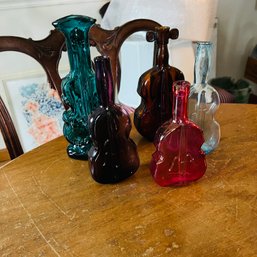 Set Of 5 String Instrument Colored Glass Jars