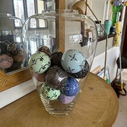 Glass Vase With Decorative Vase Filler Balls (Living Room)