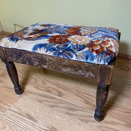 Cute Vintage Small Foot Stool With Velvet Like Top (R1)