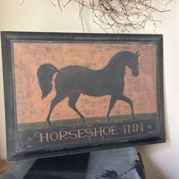Rustic Painted Horseshoe Inn Wooden Sign (DR)