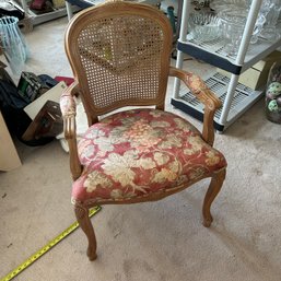 Vintage Wooden Cane Back Upholstered Arm Chair, Single (Living Room)