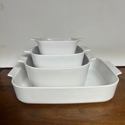 Set Of 4 Plain White Vintage Corningware Bakers (LEFT)