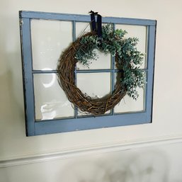 Vintage Blue Window With Wreath (Dining Room)