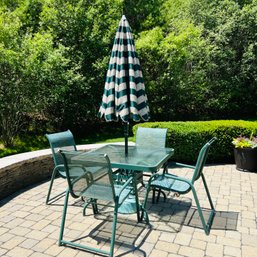 Outdoor Table And Chair Set With Umbrella And Stand (outside)