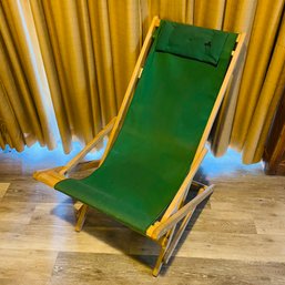 Folding Wooden EMT Green Canvas Hammock Chair (Basement 1)
