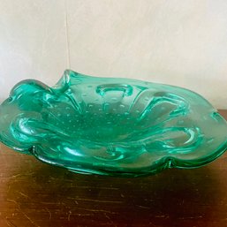 Gorgeous Green Vintage Bubble Glass Bowl (LR)