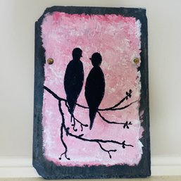 Painted Lovebirds On Slate Wall Hanging (BSMT)