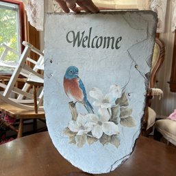 Slate Painted Bluebird Welcome Sign (b1)