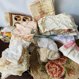 Assorted Vintage Linens Lot - Napkins, Gloves, Table Runners, Doilies, And More! (NK)