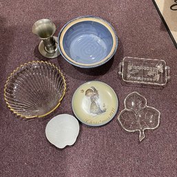 Lot Of Assorted Glassware, Pottery, And Pewter Vase (Basement)