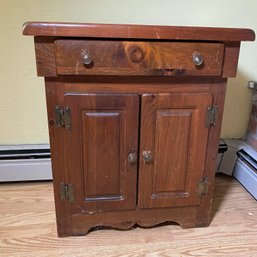 Vintage Wood Cabinet/ Side Table With Drawer (R1)