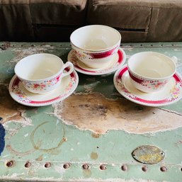 Adorable Homer Laughlin Teacup And Saucer Set With Bowl (BT Upstairs)