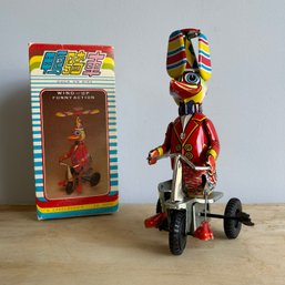 Vintage Metal Bicycling Duck Wind Up Toy