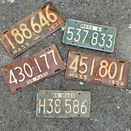 Vintage MASSACHUSETTS License Plates (porch)