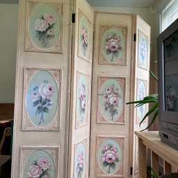 STUNNING Vintage Handpainted Dressing Screen, Room Divider, Shabby Chic, Floral (porch)