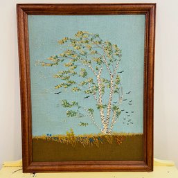 Beautiful Vintage Stitched Birch Tree Needlework 20'x25'  (Office)
