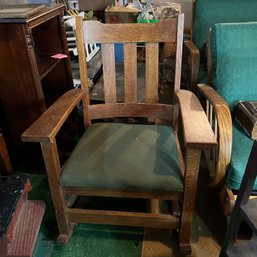 Vintage Wooden Rocker With Cushioned Seat (basement)