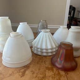 Large Lot Of Vintage Glass Lamp Shades, Light Fixture Shades (BR)