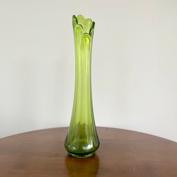 Lovely Green Glass Vintage Swung Vase (porch)
