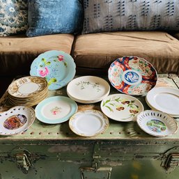 Large Assorted Decorative Salad And Serving Plate Lot (BT Upstairs)
