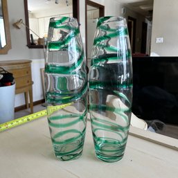 Pair Of Blownglass Swirl Vases (Dining Room)