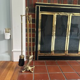 Vintage Brass Tone Fireplace Set (LRoom 29855)