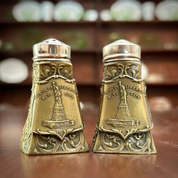 Vintage Brass Tone Salt & Pepper Shakers, Statue Of Liberty (DR)
